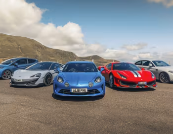 Ford Fiesta ST 3-door, BMW M2 Competition, McLaren 600LT, Alpine A110 "Première Édition", Ferrari 488 Pista
