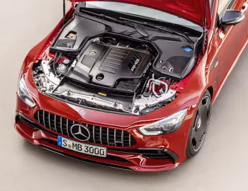 Sob o capô Mercedes-AMG GT 43 4MATIC+ 4-Door Coupé [Worldwide] (X290) '2018–23