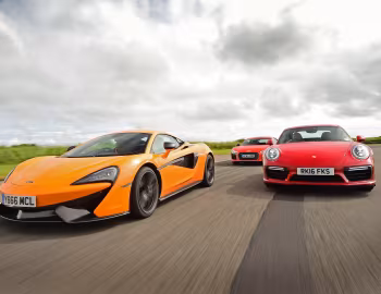 Porsche 911 Turbo S Coupe, Audi R8 V10 Plus, McLaren 570S Coupé