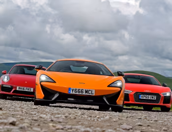 Porsche 911 Turbo S Coupe, Audi R8 V10 Plus, McLaren 570S Coupé