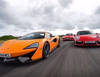 Porsche 911 Turbo S Coupe, Audi R8 V10 Plus, McLaren 570S Coupé