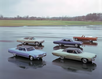Cadillac de Ville Convertible, Chevrolet Caprice Formal Top Custom Coupe, Buick Electra 225 Custom 4-door Hardtop, Oldsmobile 98 Holiday Coupe, Pontiac Bonneville Brougham 4-door Hardtop