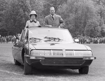 Citroën SM Présidentielle par Chapron, Elizabeth II, Prince Philip