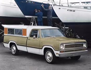 1972 Dodge D100 Sweptline Pickup Adventurer SE Camper Cap by Winnebago