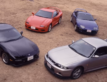 Ẽfini RX-7 Type RZ, Mitsubishi GTO, Nissan Skyline GT-R, Toyota Supra RZ