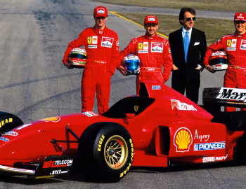 Ferrari F310, Eddie Irvine, Nicola Larini, Luca Cordero di Montezemolo, Michael Schumacher