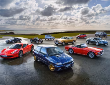 Rolls-Royce Camargue, Ferrari 458 Italia, Maserati 3200 GT, MG, Porsche Boxster, MINI Cooper, Renault 4, Triumph TR6, Volkswagen Typ 2 Transporter Camper Van, Renault Clio "Williams"