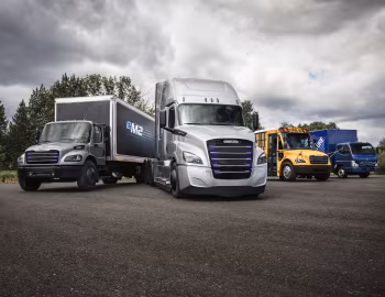 Freightliner Business Class eM2 106 Prototype, Freightliner eCascadia Prototype, Mitsubishi Fuso eCanter, Thomas Saf-T-Liner C2 "Jouley" Electric Bus Prototype