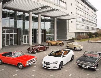 Opel, Opel Super 6 Sport-Cabriolet von Gläser, Opel 8/25 PS offener Viersitzer, Opel Olympia Cabriolet-Limousine 2 türig