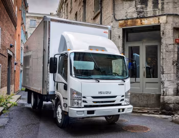 2019–21 Isuzu NPR-HD Gas with Transit dry freight body [Canada] '2018–21
