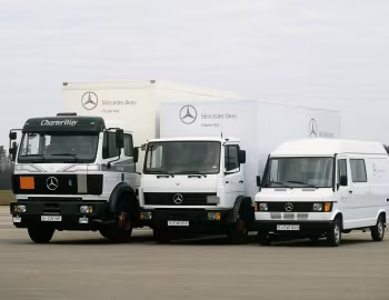 Mercedes-Benz 1735 S, Mercedes-Benz 814 Kögel Kofferwagen, Mercedes-Benz 210 D Kastenwagen mit Hochdach