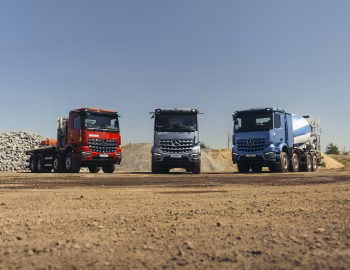 Mercedes-Benz eArocs 400 8×4 mit Wechselbrückenaufbau, Mercedes-Benz eArocs 400 8×4 Meiller Dreiseitenkipper, Mercedes-Benz eArocs 400 8×4 Liebherr HTM 905 Betonmischer