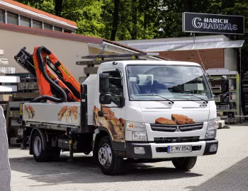 Mitsubishi Fuso Canter 7C18 mit Palfinger Pritscheaufbau und Ladekran PK 7001-EH [Germany] '2013–22