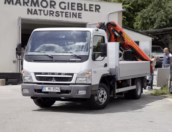 Mitsubishi Fuso Canter 7C18 Pritschenwagen mit Palfinger-Ladekran PK 7001-EH [Germany] '2011