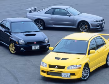 Nissan Skyline GT-R V·spec II, Mitsubishi Lancer Evolution VII, Subaru Impreza WRX