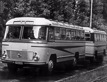 ПАЗ-672 с опытным прицепом ПАЗ-750А '1959