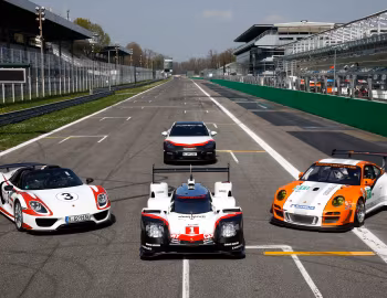 Porsche 911 GT3 R Hybrid 2.0, Porsche 718 Cayman, Porsche 919 Hybrid, Porsche 918 Spyder "Weissach Package" in Salzburg Racing livery