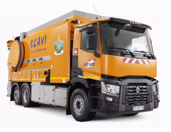 Renault C 460 6×2 rigid Day cab with sewer cleaning equipment '2015–pr.