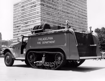 White Half-track Firetruck